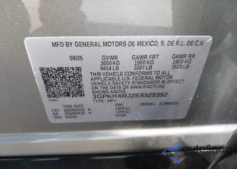 2025 Honda Prologue Touring из США, поврежденный, VIN 3GPKHXRJ2SS525352